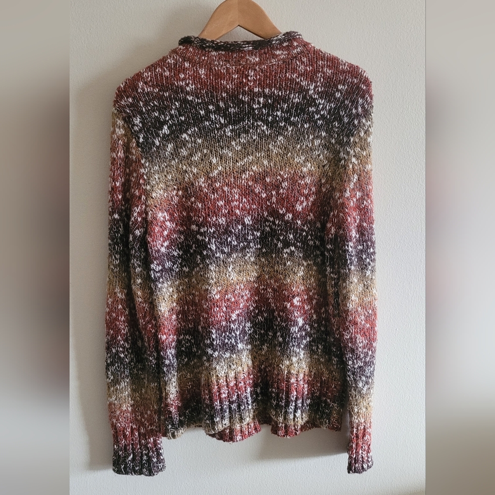 Tribal chunky roll neck oversized pullover sweater Women's XL warm colors - Picture 6 of 8